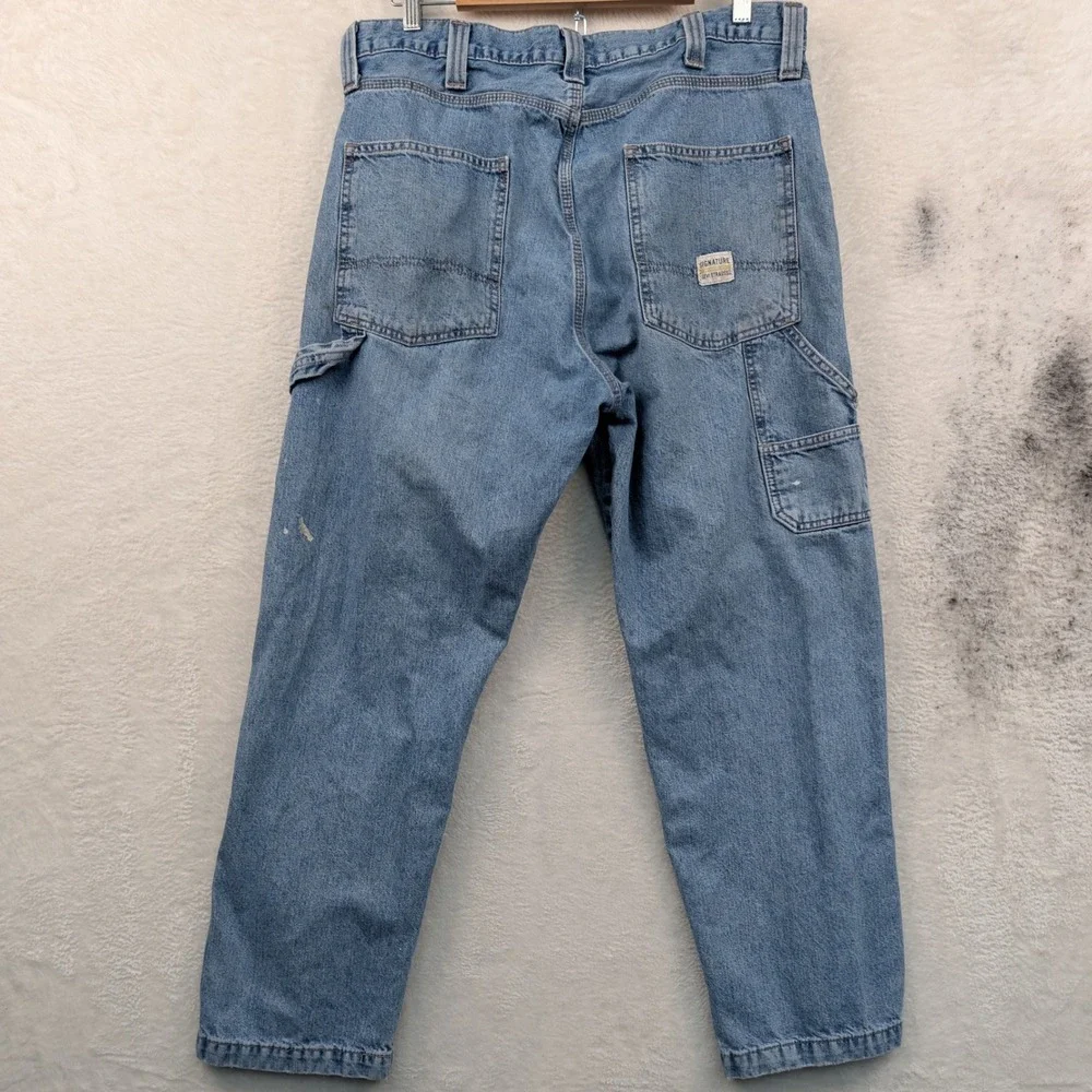 Signature Levi Strauss Carpenter Jeans Mens 36x30 Blue Workwear Relaxed Straight